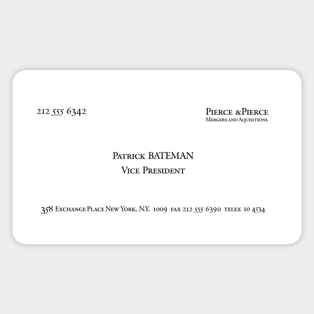 Patrick Bateman Business Card Sticker by mavgagliano